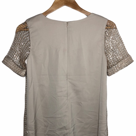 J By JOA Womens Gold Glitter Sequin Short Sleeve Lined Dress Size Small - Picture 5 of 16